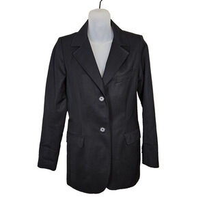 SMYTHE Blazer Womens 4 Designer Jacket Satin Wool Black Business Casual Work S